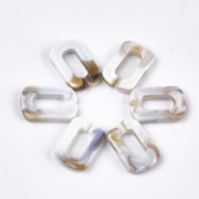 30x20mm Acrylic Rectangle Link - Marbled Beige - Brown x1