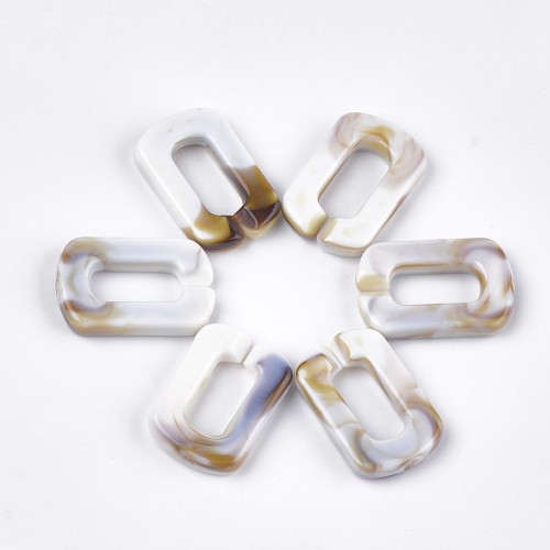 30x20mm Acrylic Rectangle Link - Marbled Beige - Brown x1