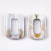 30x20mm Acrylic Rectangle Link - Marbled Beige - Brown x1