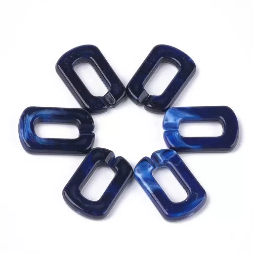 30x20mm Acrylic Rectangle Link - Marbled Night Blue - White x1