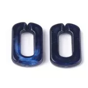 30x20mm Acrylic Rectangle Link - Marbled Night Blue - White x1