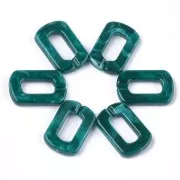 30x20mm Acrylic Rectangle Link - Marbled Pigeon Blue - White x1