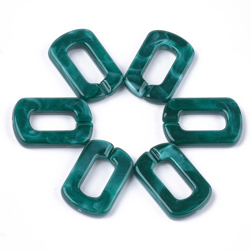 30x20mm Acrylic Rectangle Link - Marbled Pigeon Blue - White x1