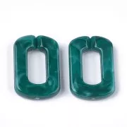 30x20mm Acrylic Rectangle Link - Marbled Pigeon Blue - White x1