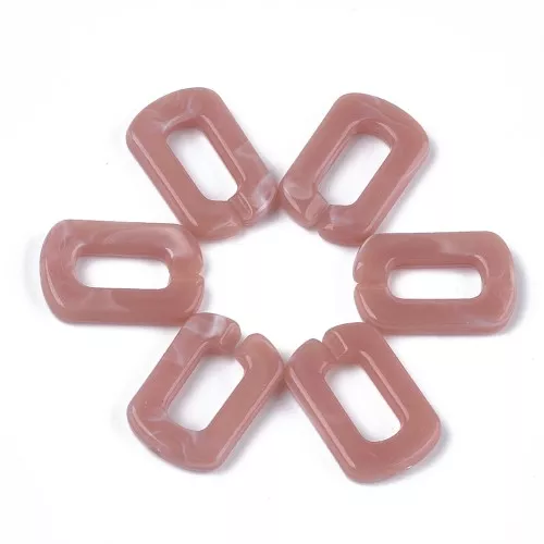 30x20mm Acrylic Rectangle Link - Marbled Old Pink - White x1