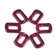 30x20mm Acrylic Rectangle Link - Marbled Dark Red - White x1|raw }}