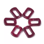 30x20mm Acrylic Rectangle Link - Marbled Dark Red - White x1