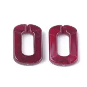 30x20mm Acrylic Rectangle Link - Marbled Dark Red - White x1