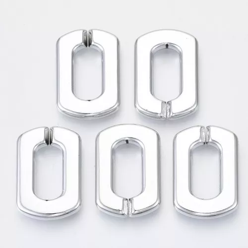 30.5x20.5mm Acrylic Rectangle Link - Silver x1
