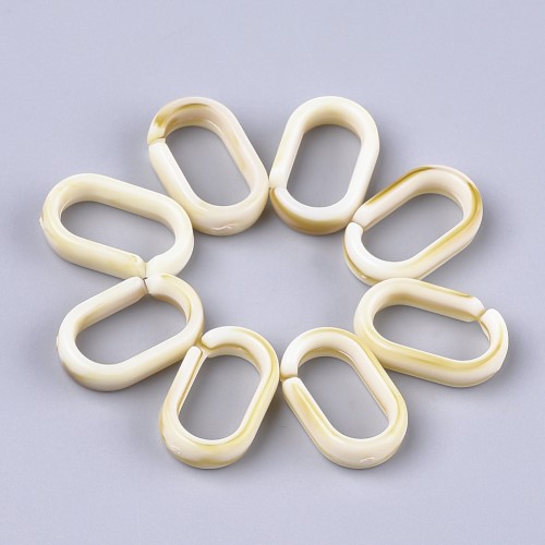 18.5x11.5mm Oval Acrylic Link - Marbled Beige - Brown x1