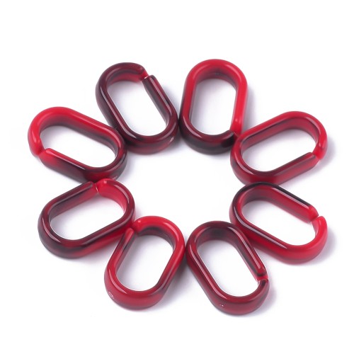 18.5x11.5mm Oval Acrylic Link - Marbled Red - Black x1