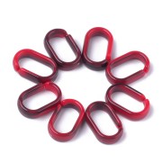 18.5x11.5mm Oval Acrylic Link - Marbled Red - Black x1