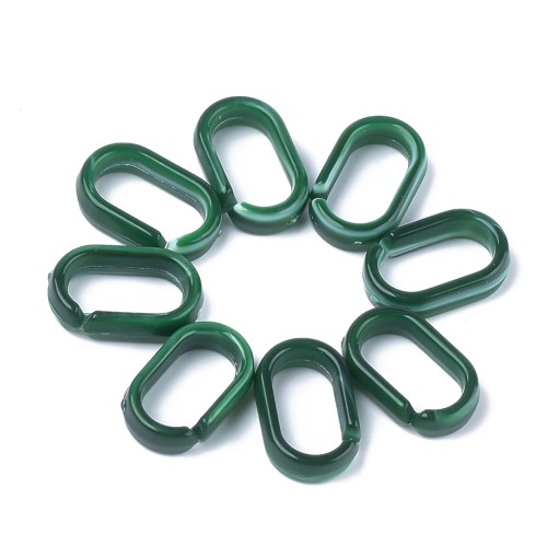 18.5x11.5mm Oval Acrylic Link - Marbled Dark Green - White x1