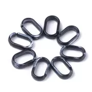 18.5x11.5mm Oval Acrylic Link - Marbled Black - White x1