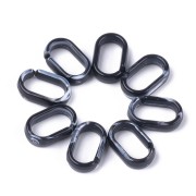 18.5x11.5mm Oval Acrylic Link - Marbled Black - White x1