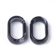 18.5x11.5mm Oval Acrylic Link - Marbled Black - White x1