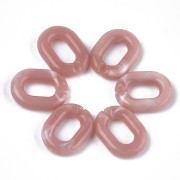24x18mm Oval Acrylic Link - Marbled Antique Pink - White x1