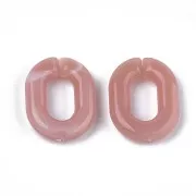 24x18mm Oval Acrylic Link - Marbled Antique Pink - White x1