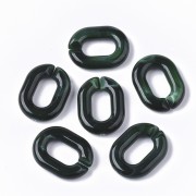 24x18mm Oval Acrylic Link - Marbled Dark Green - White x1