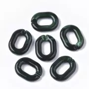 24x18mm Oval Acrylic Link - Marbled Dark Green - White x1
