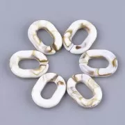 24x18mm Oval Acrylic Link - Marbled Beige - Brown x1