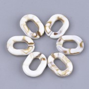 24x18mm Oval Acrylic Link - Marbled Beige - Brown x1