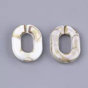 24x18mm Oval Acrylic Link - Marbled Beige - Brown x1