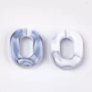 24x18mm Oval Acrylic Link - Marbled White - Grey x1