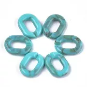 24x18mm Oval Acrylic Link - Marbled Turquoise - Brown x1