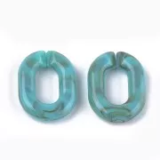24x18mm Oval Acrylic Link - Marbled Turquoise - Brown x1