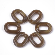 24x18mm Oval Acrylic Link - Marbled Light Brown - White x1