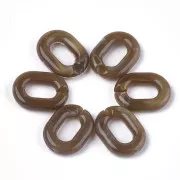 24x18mm Oval Acrylic Link - Marbled Light Brown - White x1