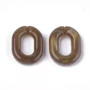 24x18mm Oval Acrylic Link - Marbled Light Brown - White x1