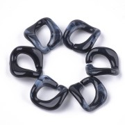24x23mm Square twisted acrylic link - Marbled Black - White x1|raw }}