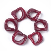 24x23mm Square Twisted Acrylic Link - Marbled Dark Red - White x1|raw }}