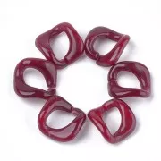 24x23mm Square Twisted Acrylic Link - Marbled Dark Red - White x1
