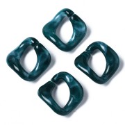 24x23mm Square Twisted Acrylic Link - Marbled Pigeon Blue - White x1