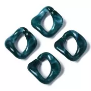 24x23mm Square Twisted Acrylic Link - Marbled Pigeon Blue - White x1