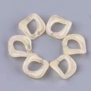 24x23mm Square twisted acrylic link - Marbled Beige - White x1