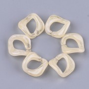 24x23mm Square twisted acrylic link - Marbled Beige - White x1