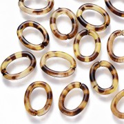 17x13mm Oval Acrylic Link - Tortoiseshell - Brown - Black x1