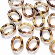 17x13mm Oval Acrylic Link - Tortoiseshell - Brown - Black x1
