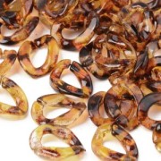 13.5x10mm Oval Twisted Acrylic Link - Tortoiseshell Brown - Black x1|raw }}