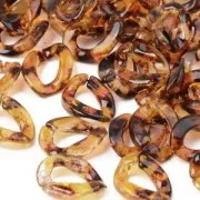 13.5x10mm Oval Twisted Acrylic Link - Tortoiseshell Brown - Black x1