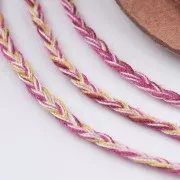 1.5mm Flat braided cotton cord - Plum - Fuchsia - Yellow - Light pink x1m