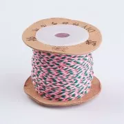 2mm Flat braided cotton cord - Neon pink - Light pink - Dark green x1m