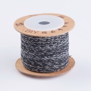 2mm Flat braided cotton cord - Black - Grey x1m
