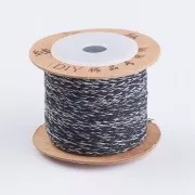 2mm Flat braided cotton cord - Black - Grey x1m