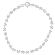 3.8mm 925 Sterling Silver fancy mesh bracelet small flowers x18cm
