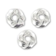 6x3mm knot-shaped beads - Rhodium x5